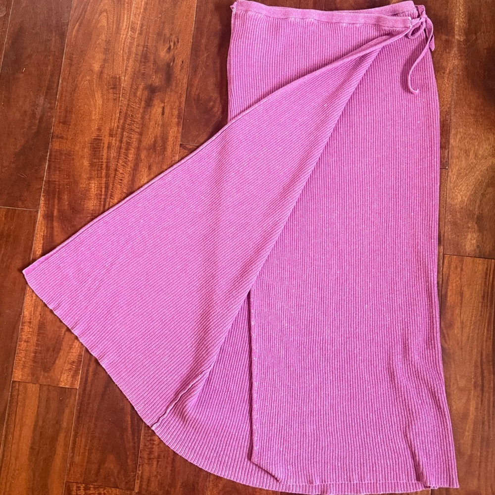 Free People Ribbed Wrap Skirt in Fuschia